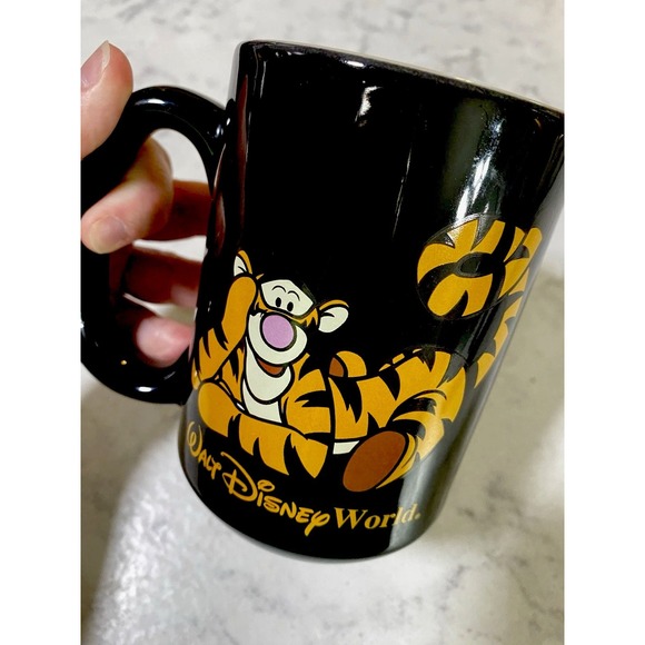Tigger Walt Disney World Black Coffee Mug Heavy Made in Thailand Winnie Pooh - Picture 1 of 4